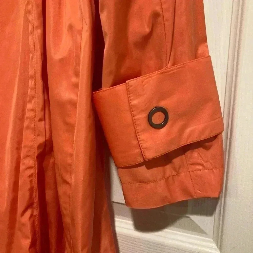 New Kenneth Cole New York Women’s Orange Raincoat with Belt Sz. Small NWT - Picture 9 of 13